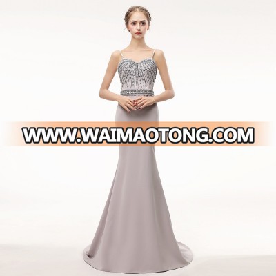 Luxury Elegant Sleeveless Pearls Mermaid Evening Dresses Heavy Beaded Crystals Long Women Evening Dress 2018