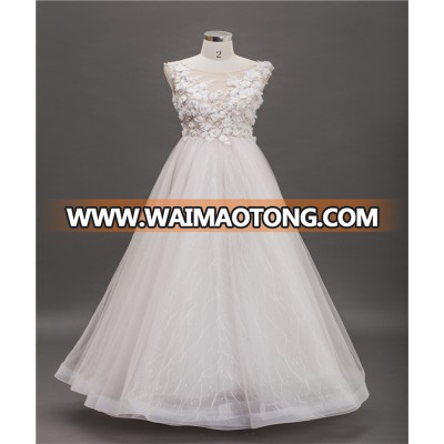 Wholesale Flower Lace Appliqued Stylish Design Sleeveless New Wedding Dress