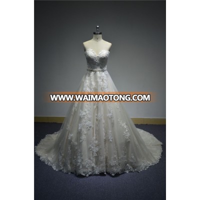 Strapless Beaded Sash Vintage Wedding Gown Sample Pictures