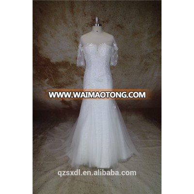 High Quality Short Sleeves Mermaid Bling Wedding Dress